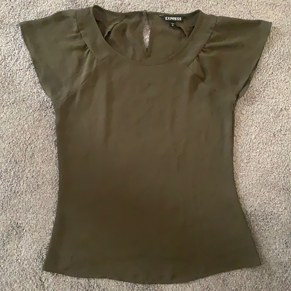 Express Olive Flare Sleeve Blouse
